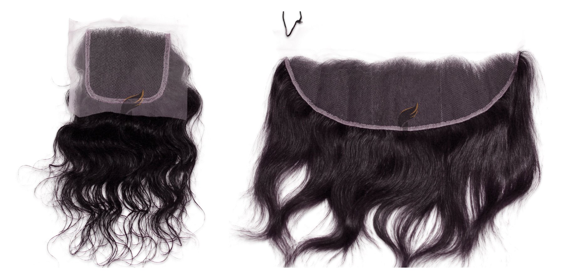 Human hair closure and frontal: 4x4 Swiss HD lace closure and 13x4 Swiss HD lace frontal, hand-knotted single-donor virgin Remy
